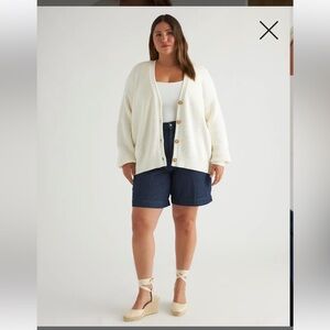 Quince 100% Organic Cotton Oversized Boyfriend Cardigan S